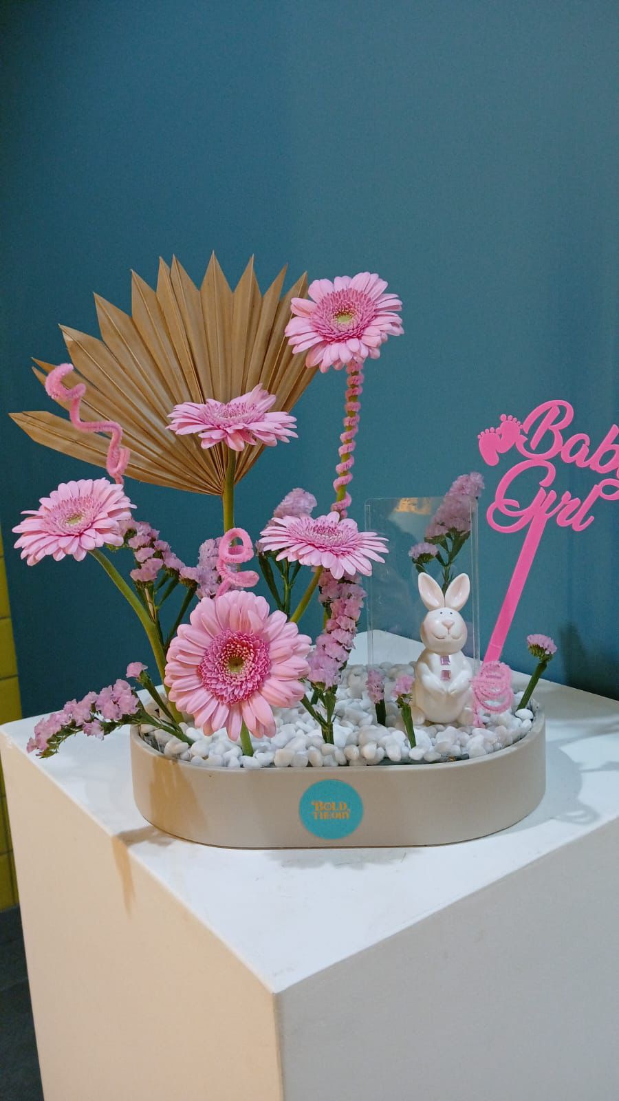 Baby Girl Bunny Gerbera Flower Tray Arrangement