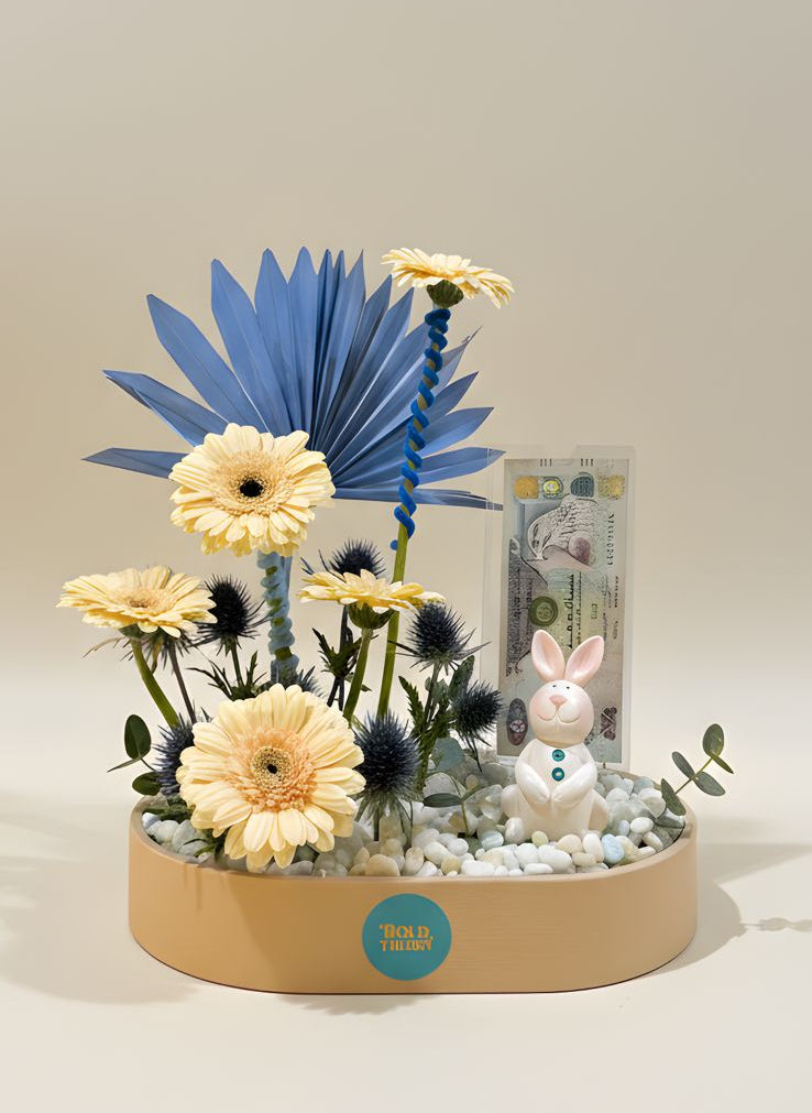 Baby Boy Blue Gerbera Celebration Tray
