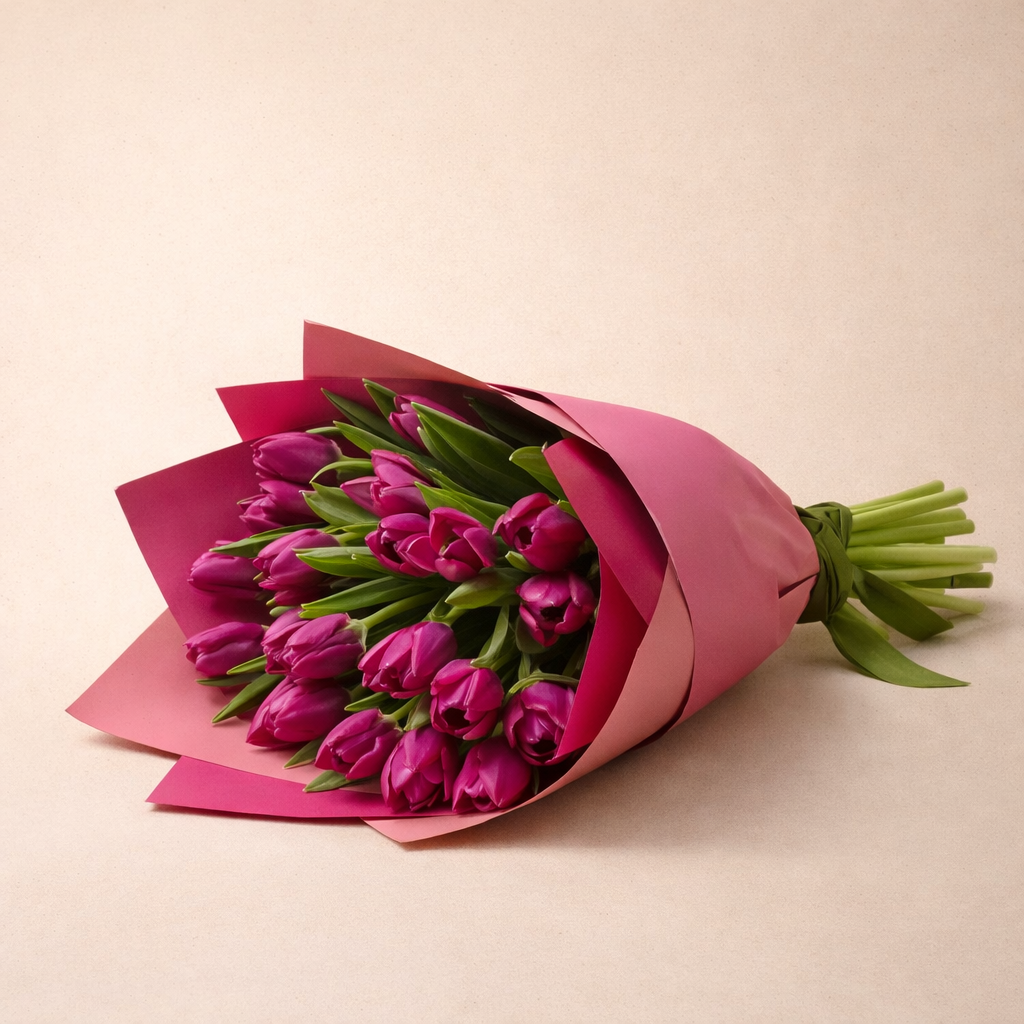 Pink Tulips Bouquet – 25 Stems