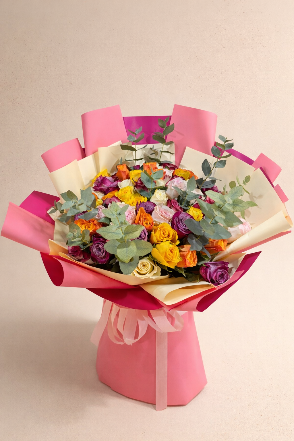 60 multicolor Roses - Large Bouquet