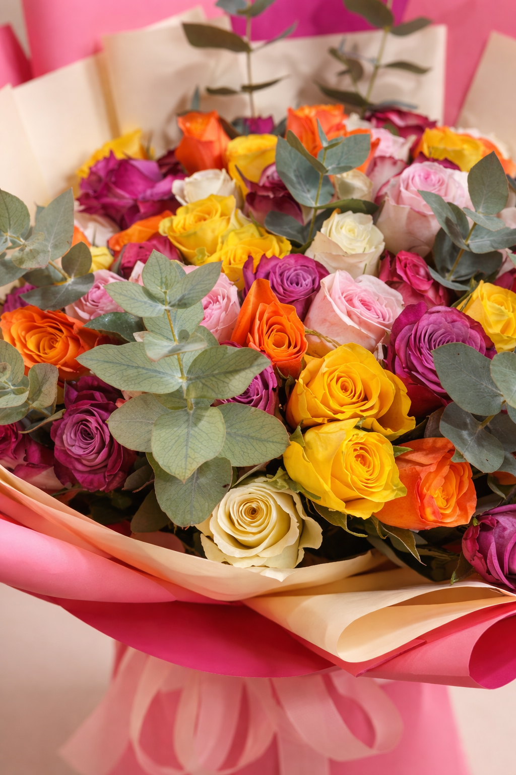 60 multicolor Roses - Large Bouquet