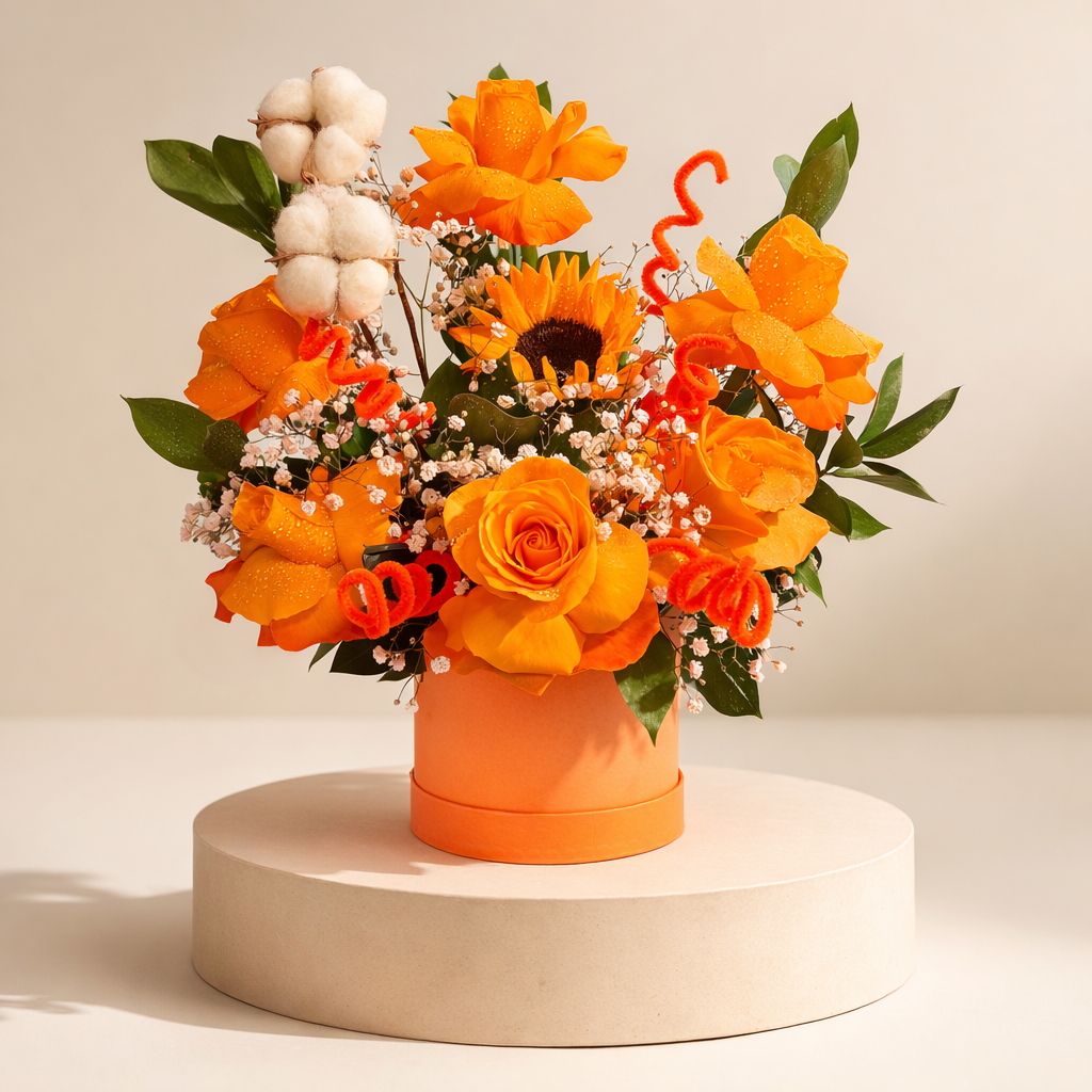 Desert Sunrise - Orange Rose Box Arrangement
