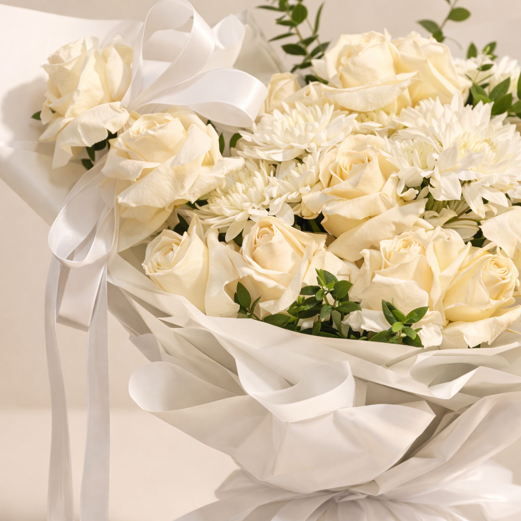 Porcelain - White Rose Bouquet