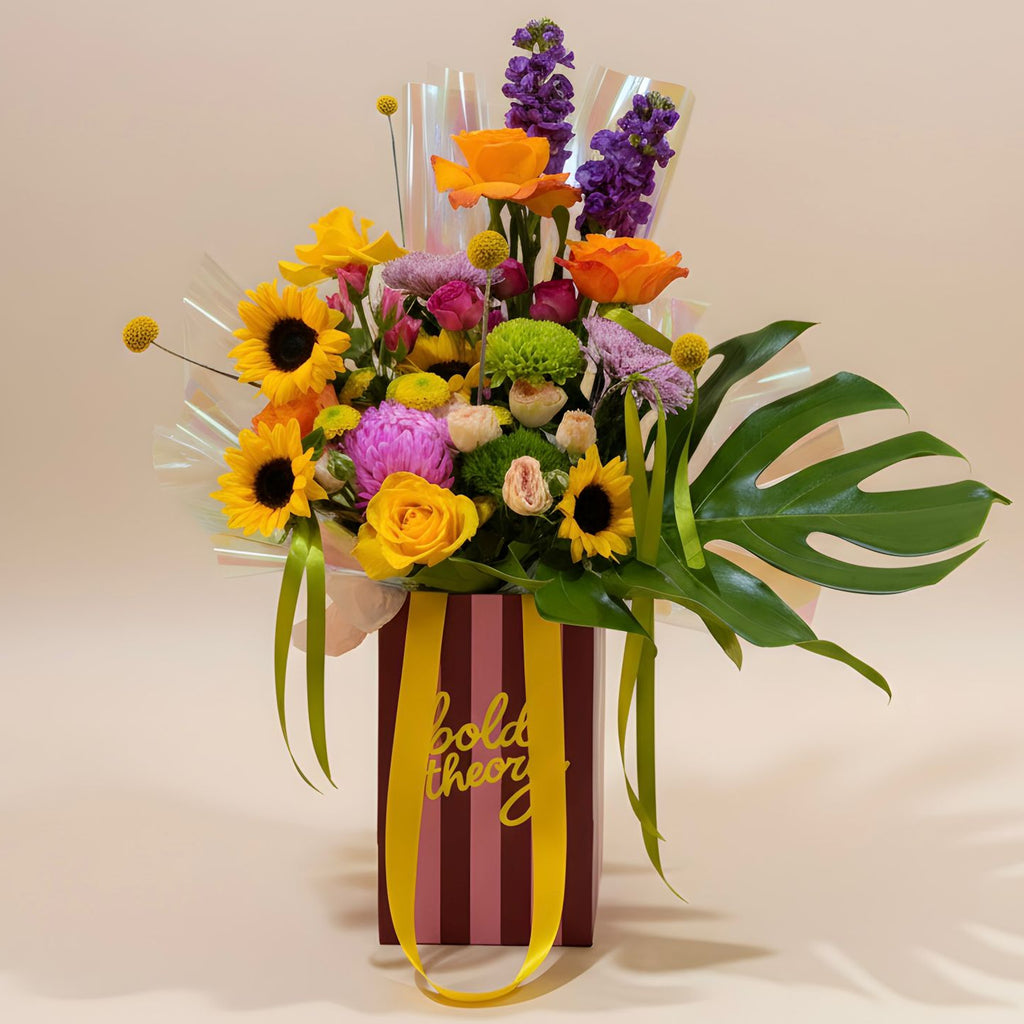 Tropical Sunshine Birthday Bouquet | Sunflowers & Roses
