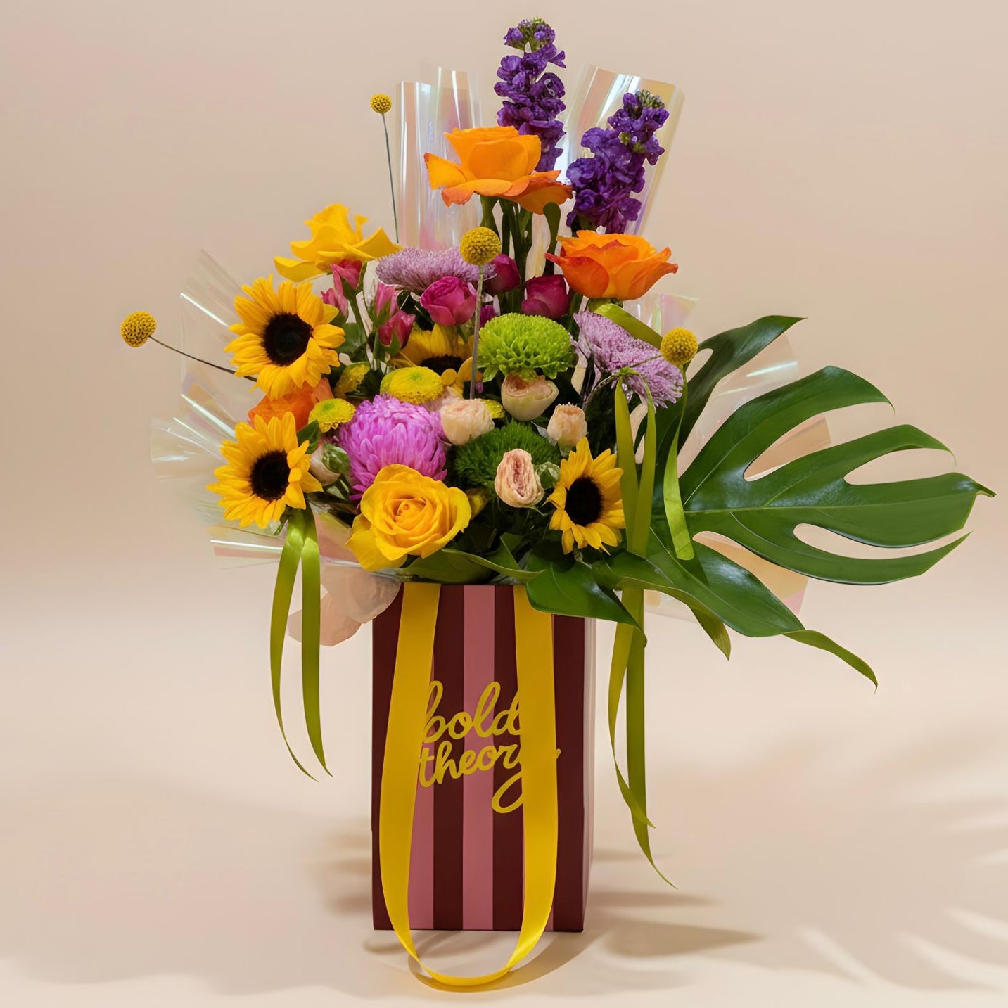 Tropical Sunshine Birthday Bouquet | Sunflowers & Roses