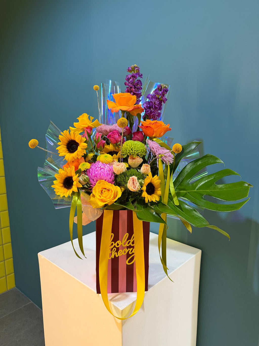 Tropical Sunshine Birthday Bouquet | Sunflowers & Roses