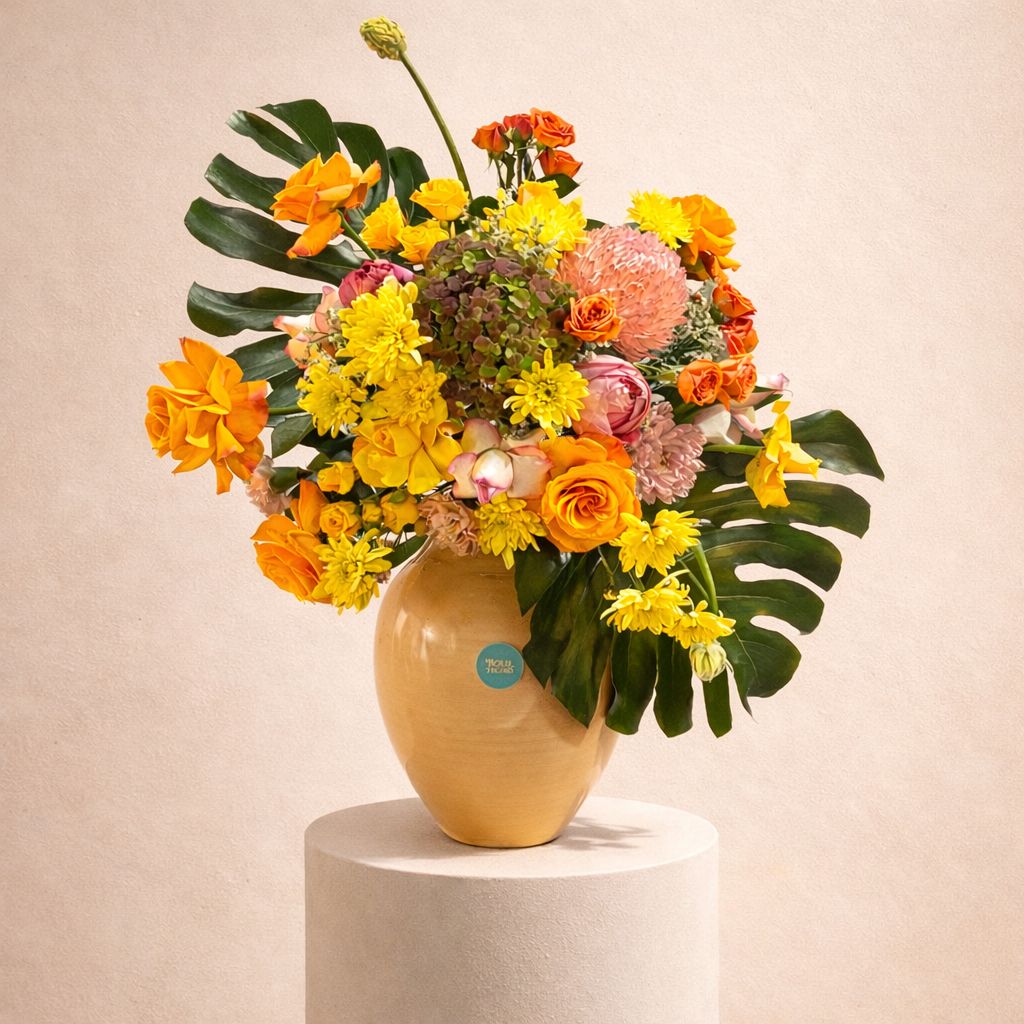 Golden Riot – Orange & Yellow Statement Vase Arrangement