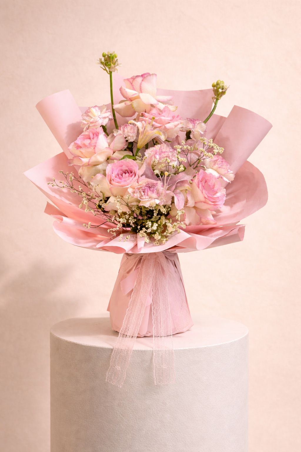 Blush Whisper – Pink Roses & Lilies Bouquet
